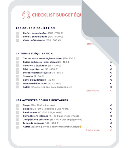 Checklist budget équitation