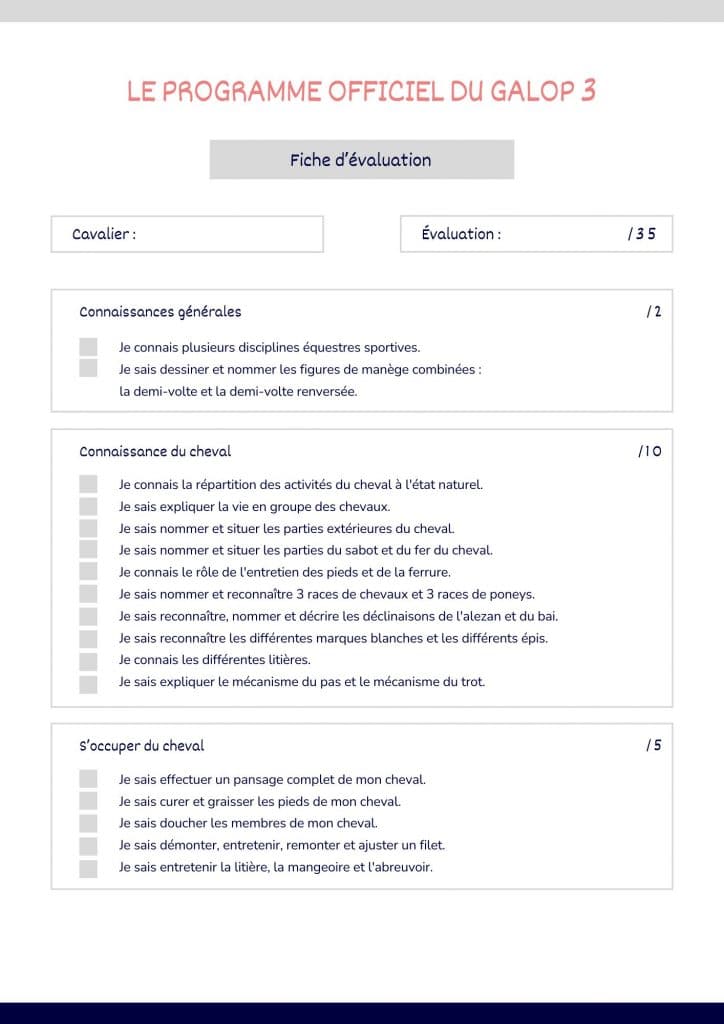 Programme Galop 3 Page 1