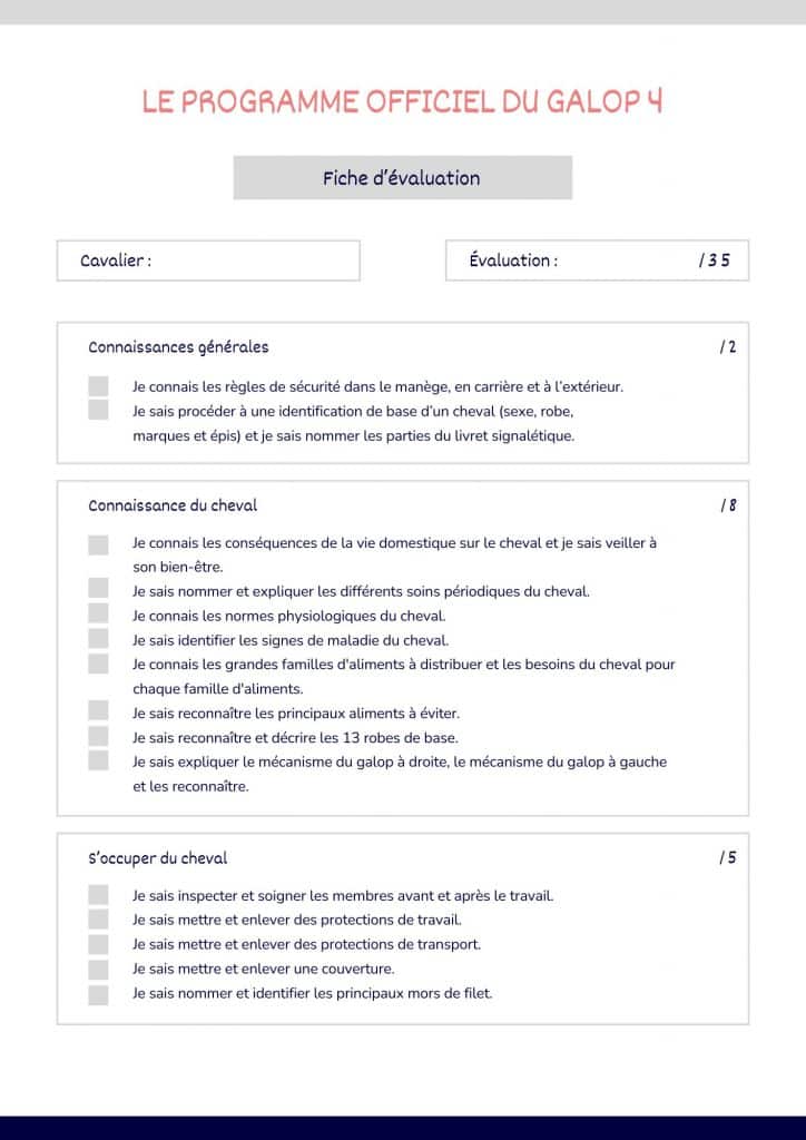 Programme Galop 4 Page 1