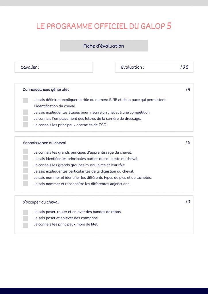 Programme Galop 5 Page 1
