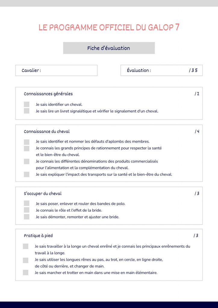 Programme Galop 7 Page 1