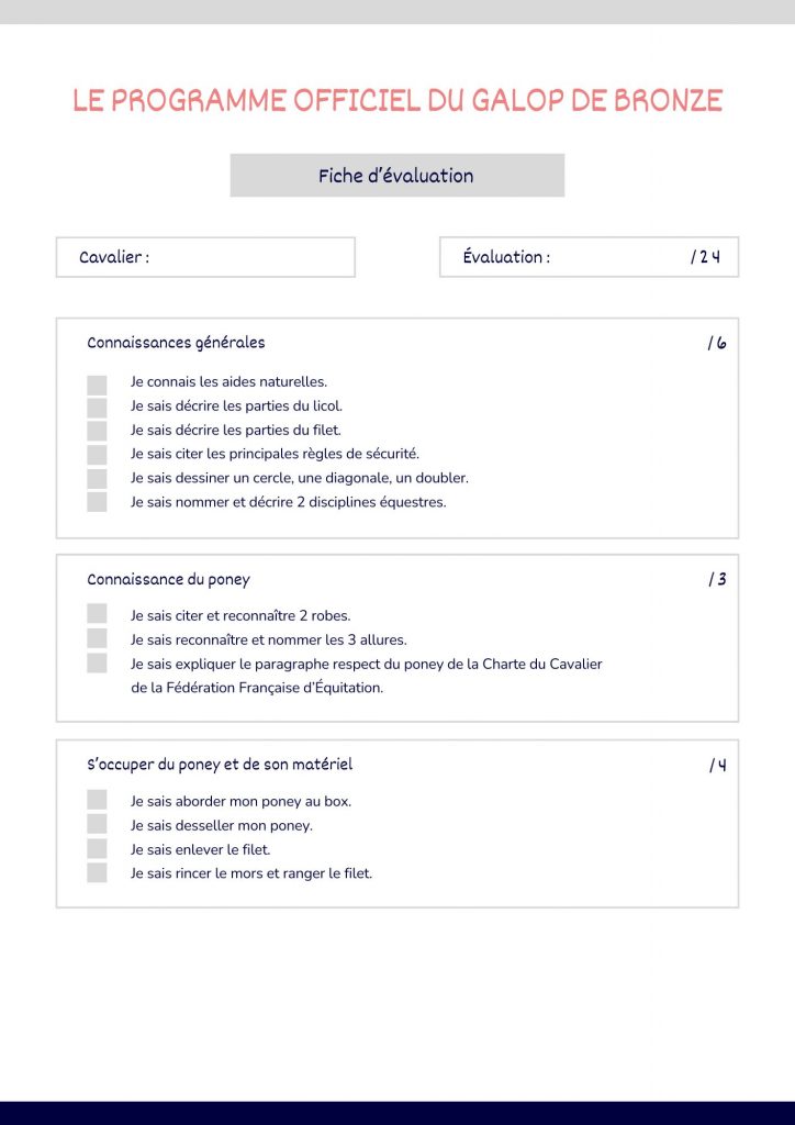 Programme Galop de Bronze 1