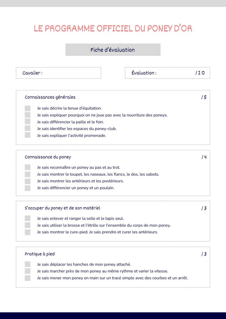 Programme Poney d'Or 1