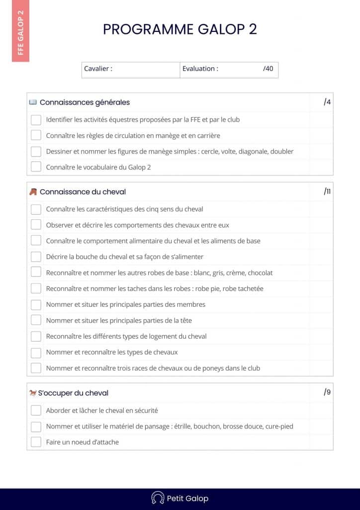 Programme Galop 2 Page 1