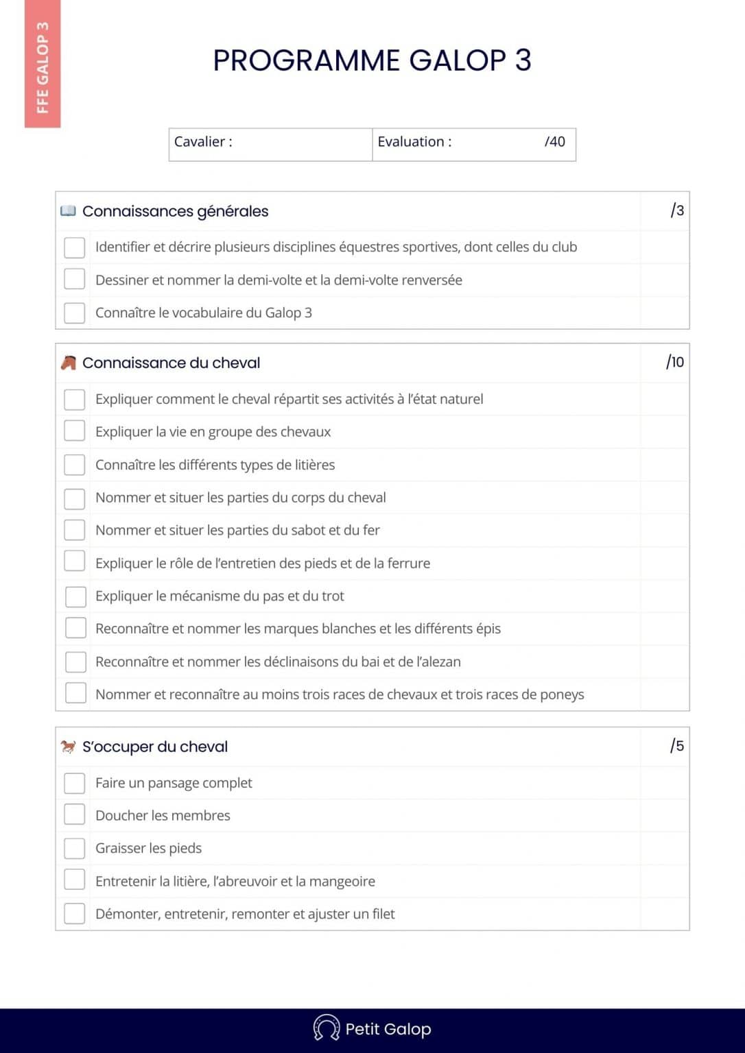 Programme Galop 3 épreuves et conseils pour réussir Petit Galop — free download