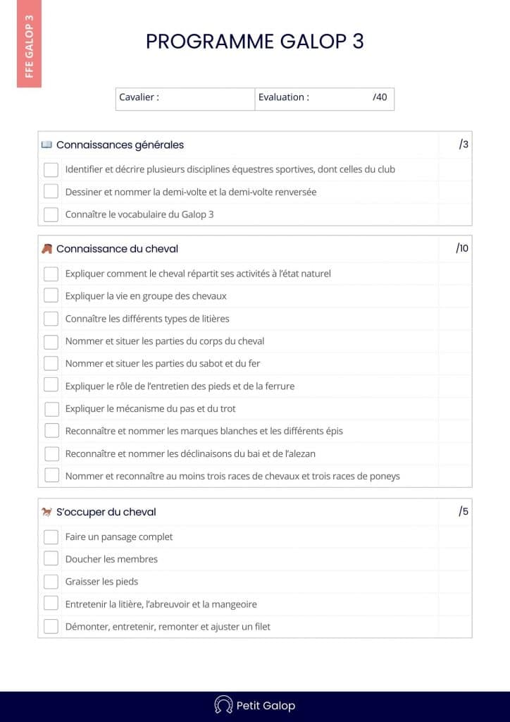 Programme Galop 3 Page 1
