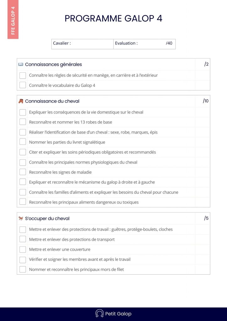 Programme Galop 4 Page 1