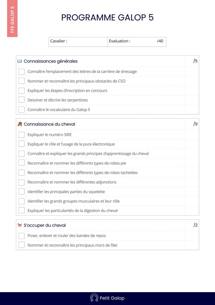 Programme Galop 5 Page 1