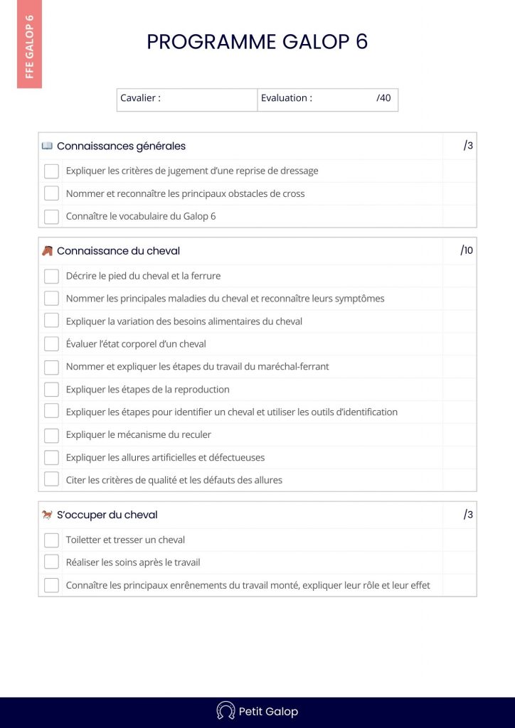 Programme Galop 6 Page 1