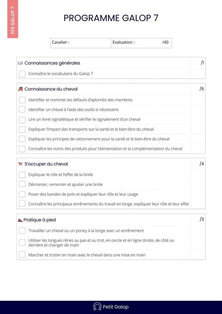 Programme Galop 7 Page 1