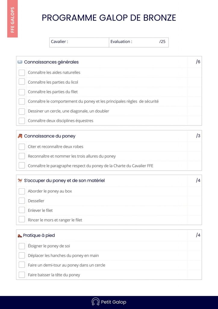 Programme Galop de Bronze Page 1