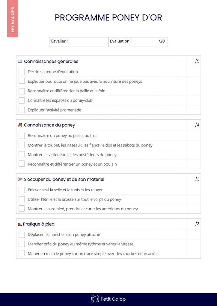 Programme Poney d'Or Page 1