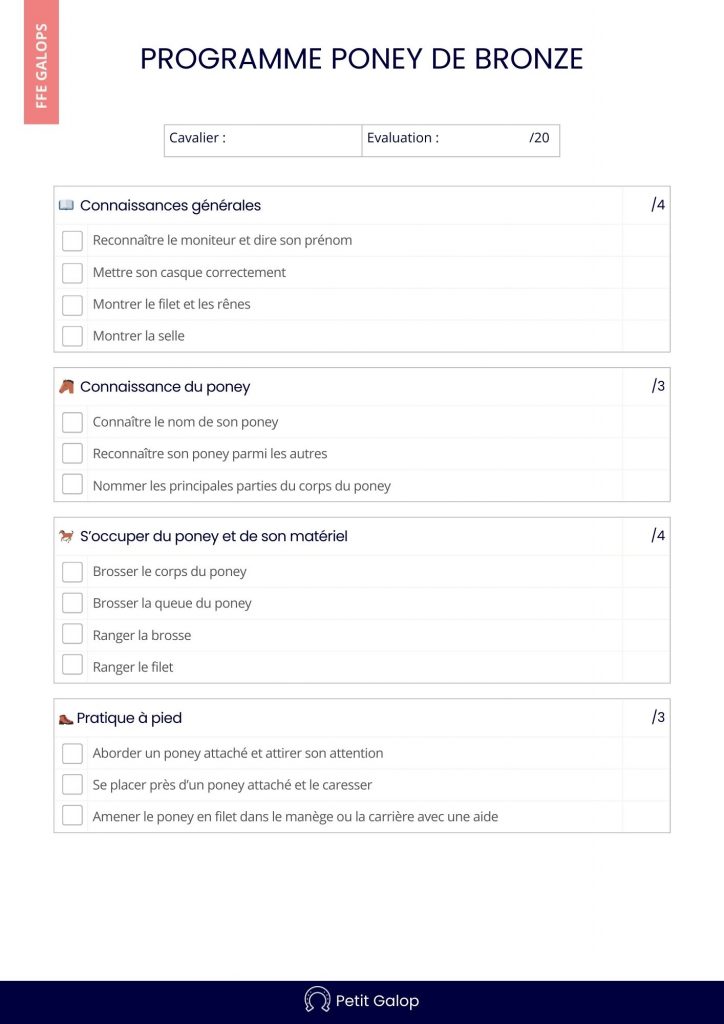 Programme Poney de Bronze Page 1