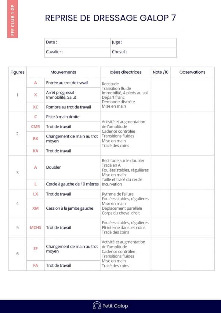 Reprise dressage Galop 7 Page 1