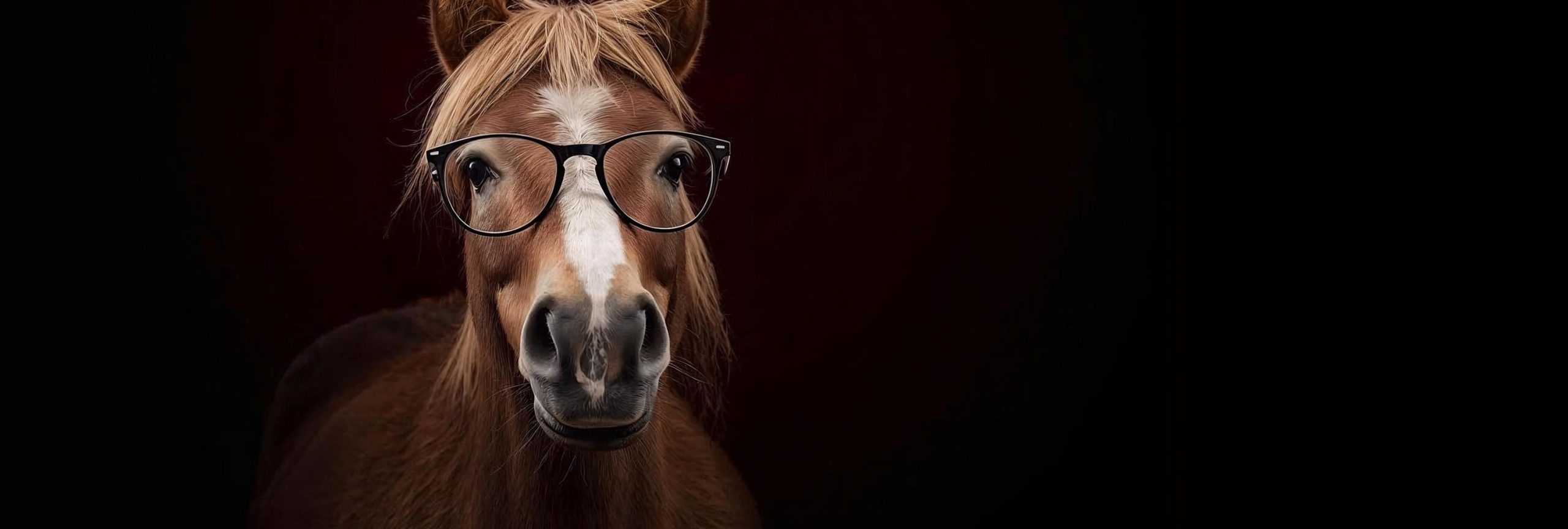 Poney avec des lunettes noires